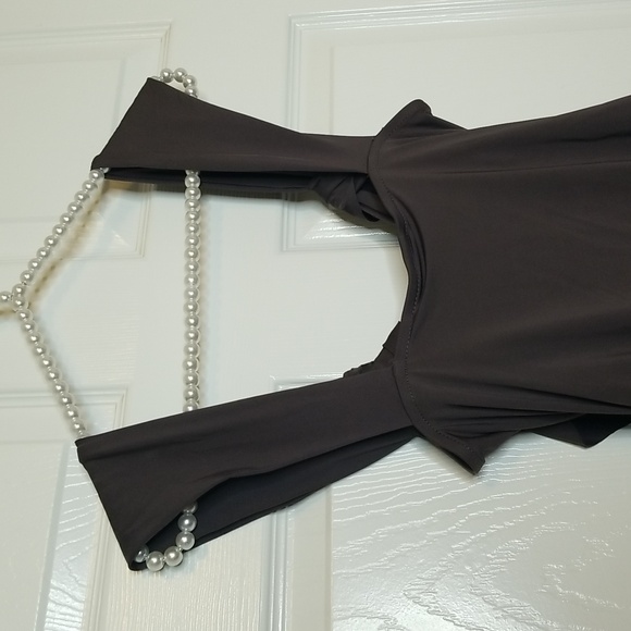 Badgley Mischka Womens Draped Gray Maillot One Piece Swimsuit Bodysuit - Picture 6 of 13